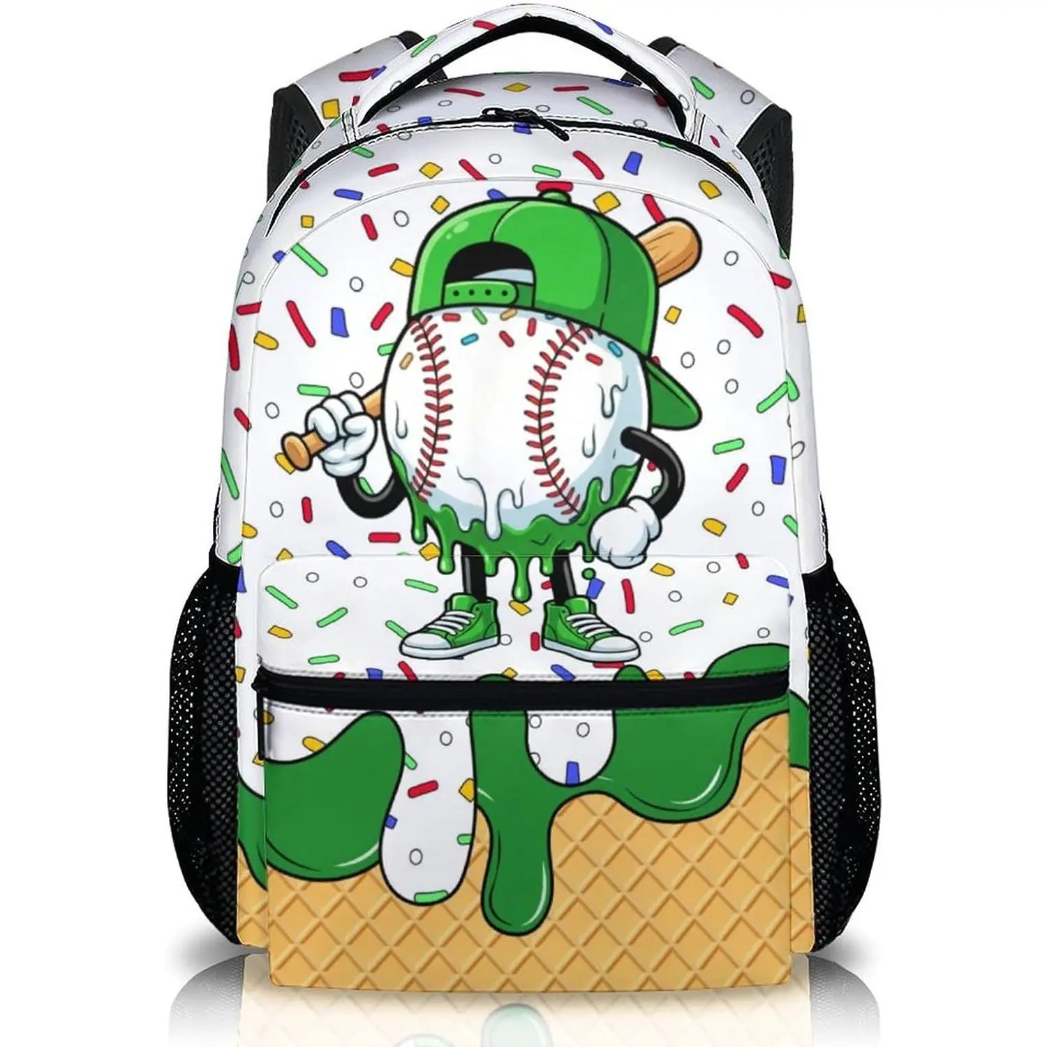 Boys Backpack for Baseball Lovers Players Team Casual, Funny Baseball Drip School Backpacks for   Picnic Camping(Green)