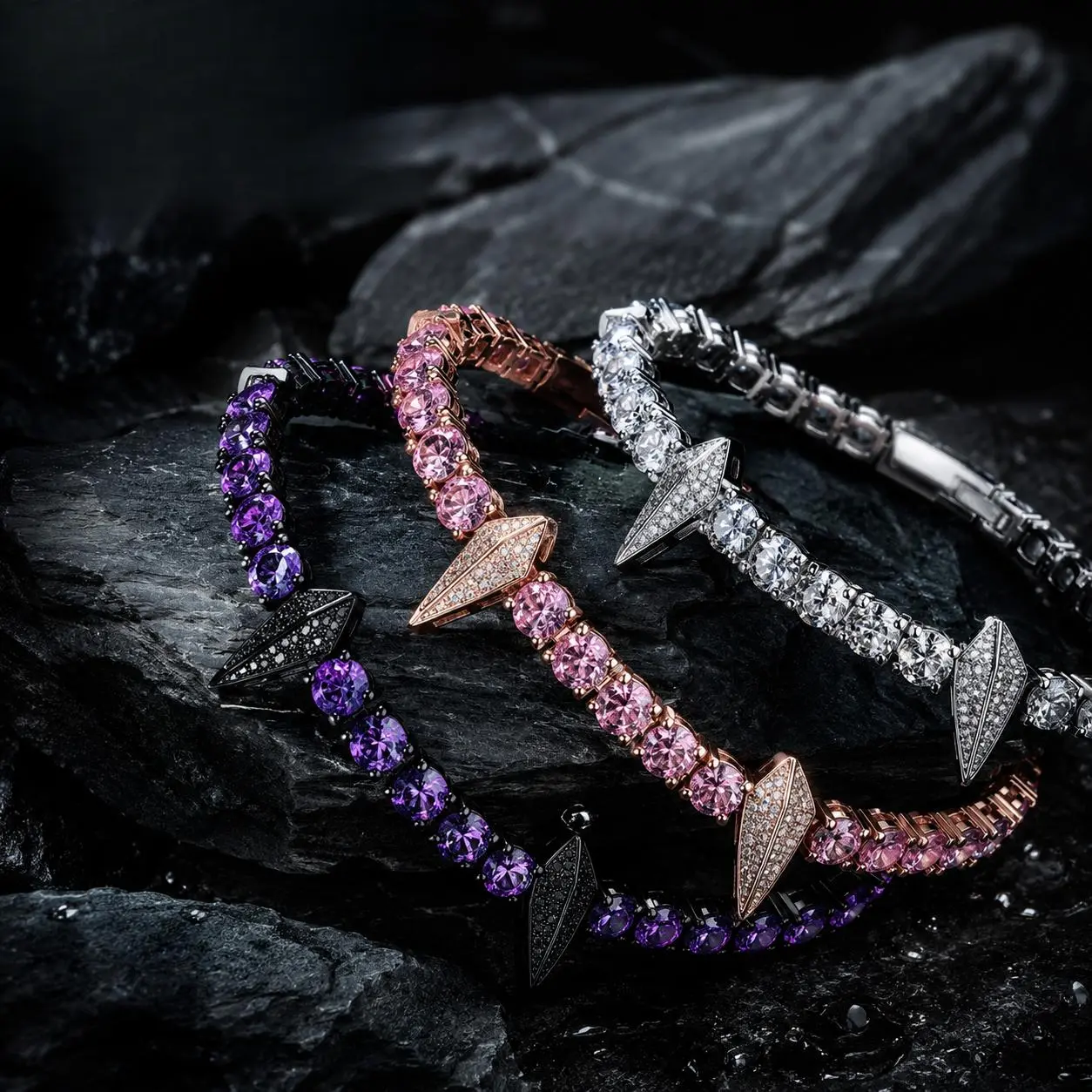 Dark Night Black Panther Iced-Out Rhinestone Cuban Link Bangle - Unisex Hypoallergenic Geometric Band Bracelet, 7in/8in-7inch/18cm, Embellished Metallic Cuban Rumba Dark Aesthetic Bracelets & Bangles, Men's Women's Accessory, Ideal Birthday Gift