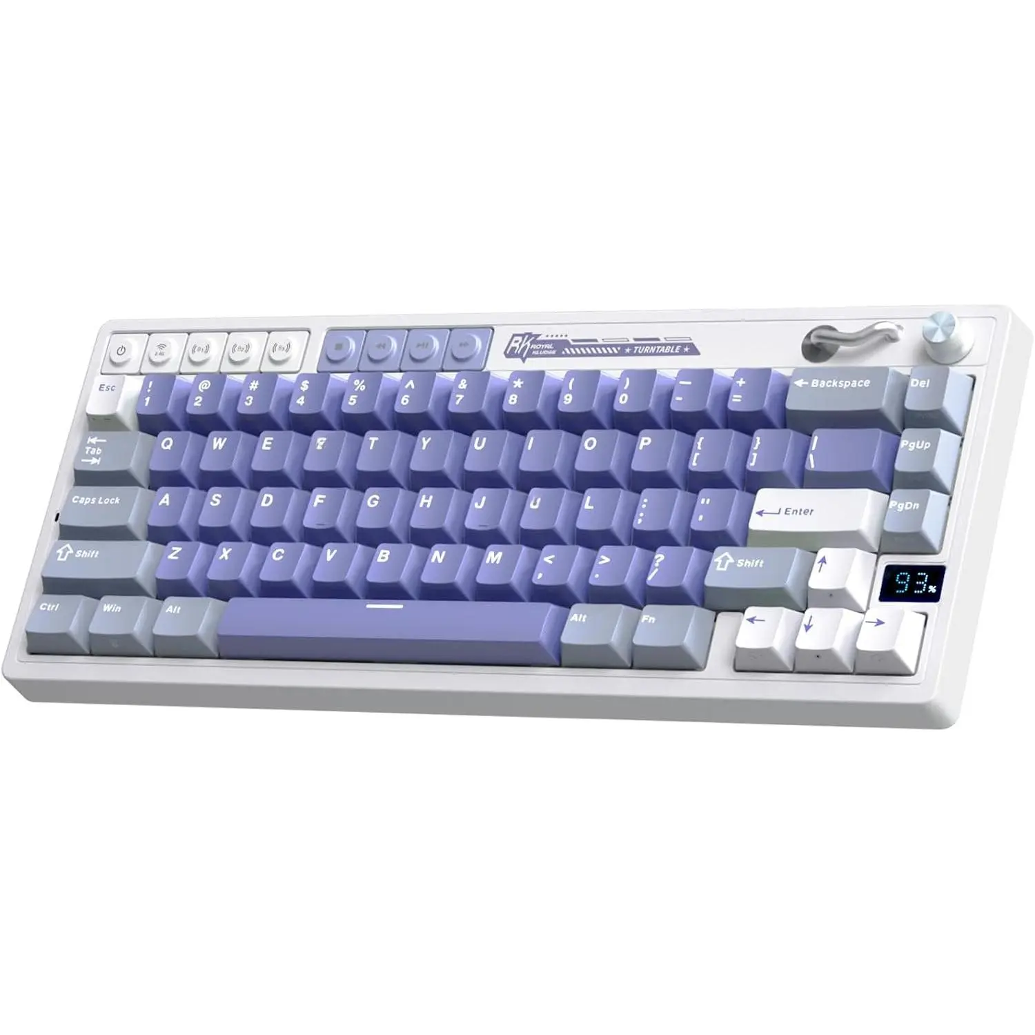 M65  Mechanical Keyboard with Volume Knob, 60% Tri-Mode Gaming Keyboard 2.4G/BT/USB-C, Gasket Mount,  Display, PBT Keycaps, Hot-Swappable Beige , Blue, Long-Life, Multi-Device