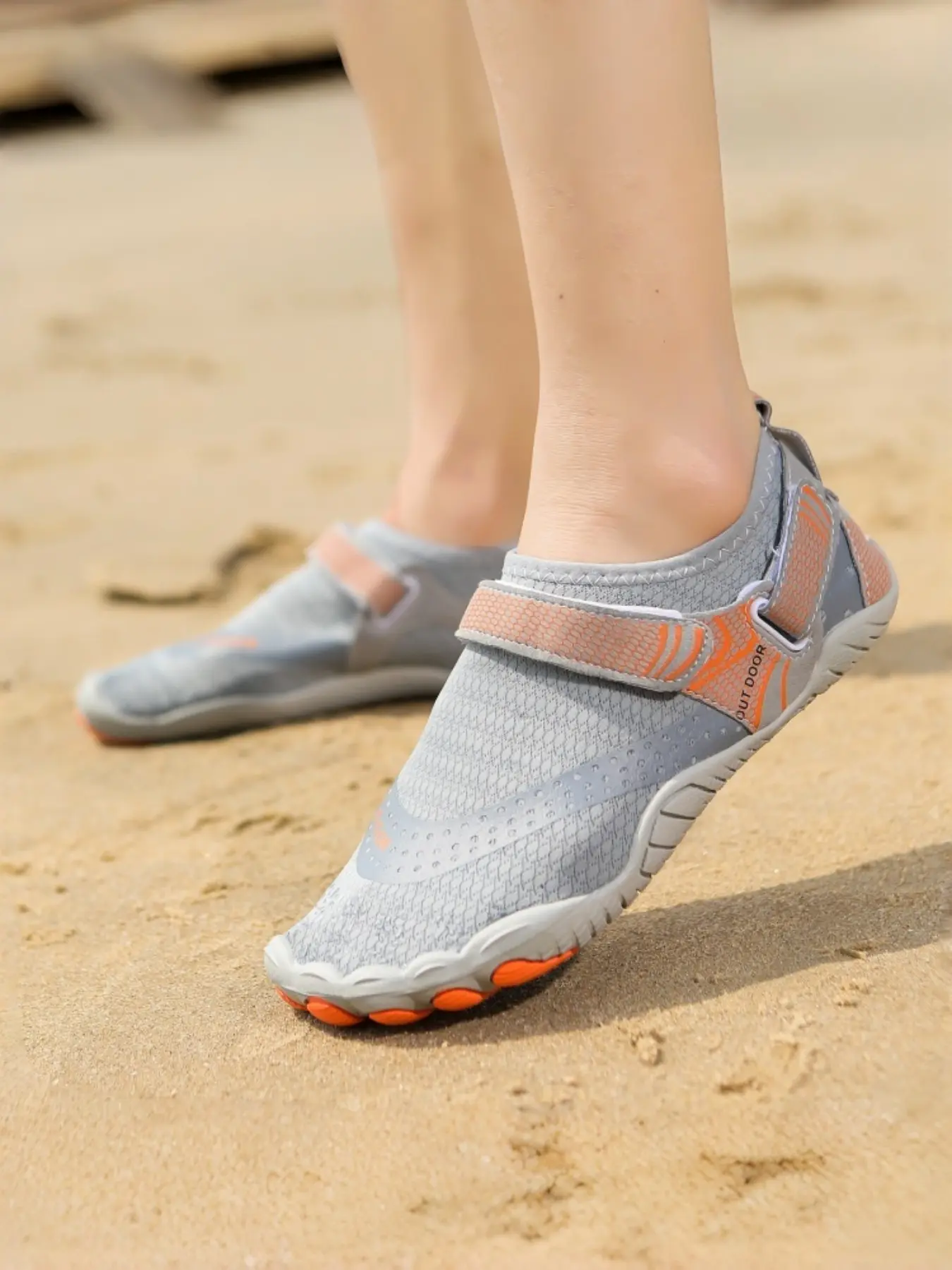 Women's Outdoor River Trekking Shoes, Breathable Quick-Dry Water Shoes, Water Sports Shoes, Sporty Striped Design, All-Season Textile Upper, Rubber Sole