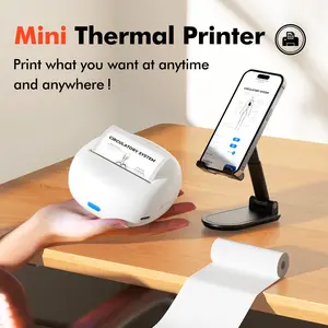 Mini Thermal Printer, Bluetooth-compatible Connected, 203dpi High Definition, Ocr Scan to Text, Portable Inkless Photo Label Printer
