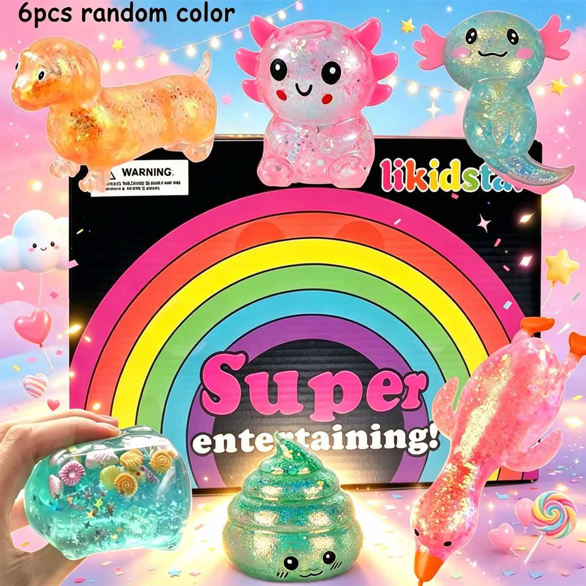 Blind Box Random Color Style Stress Relieving Sensory Toy Set, 7-Piece Set, Stress Balls Set, Sensory Stress Squeezing Toy, Soothing Anxiety, Stress Relief Fidgets, Squishy Sensory Fidgets, Sensory Stress Reliever