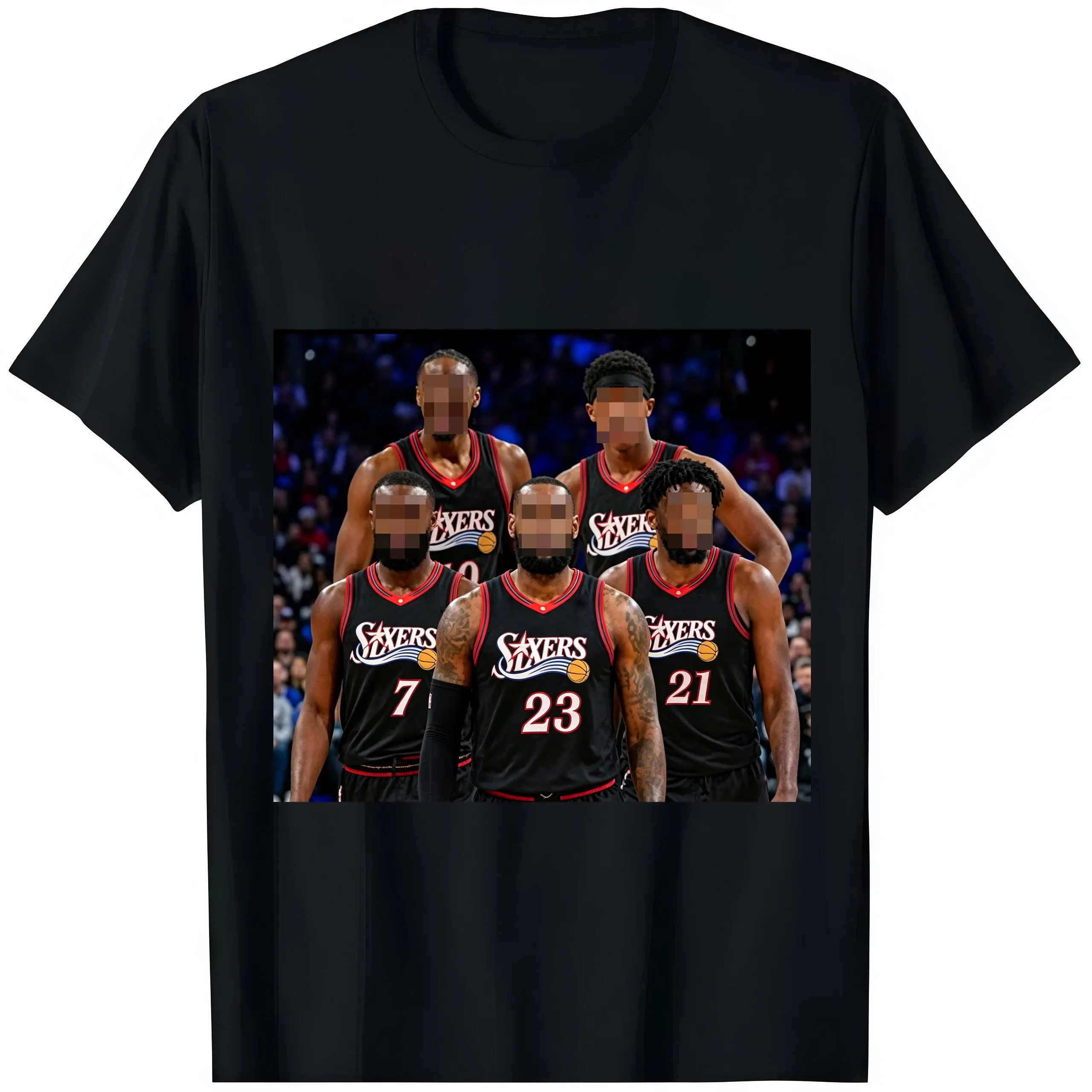Women's Fitted Cotton 76ers Graphic Short-Sleeve Athletic T-Shirt - Unisex Basketball Fan Game Day Gift