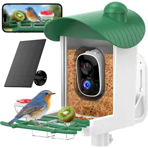 Bird Feeder with Camera Outdoor Solar: Smart Birdfeeder Houses with 2K Live Cam - AI Identify Birds Species and Auto Instant Arrival Alert Outside Garden - Ideal Gift for Bird Lovers