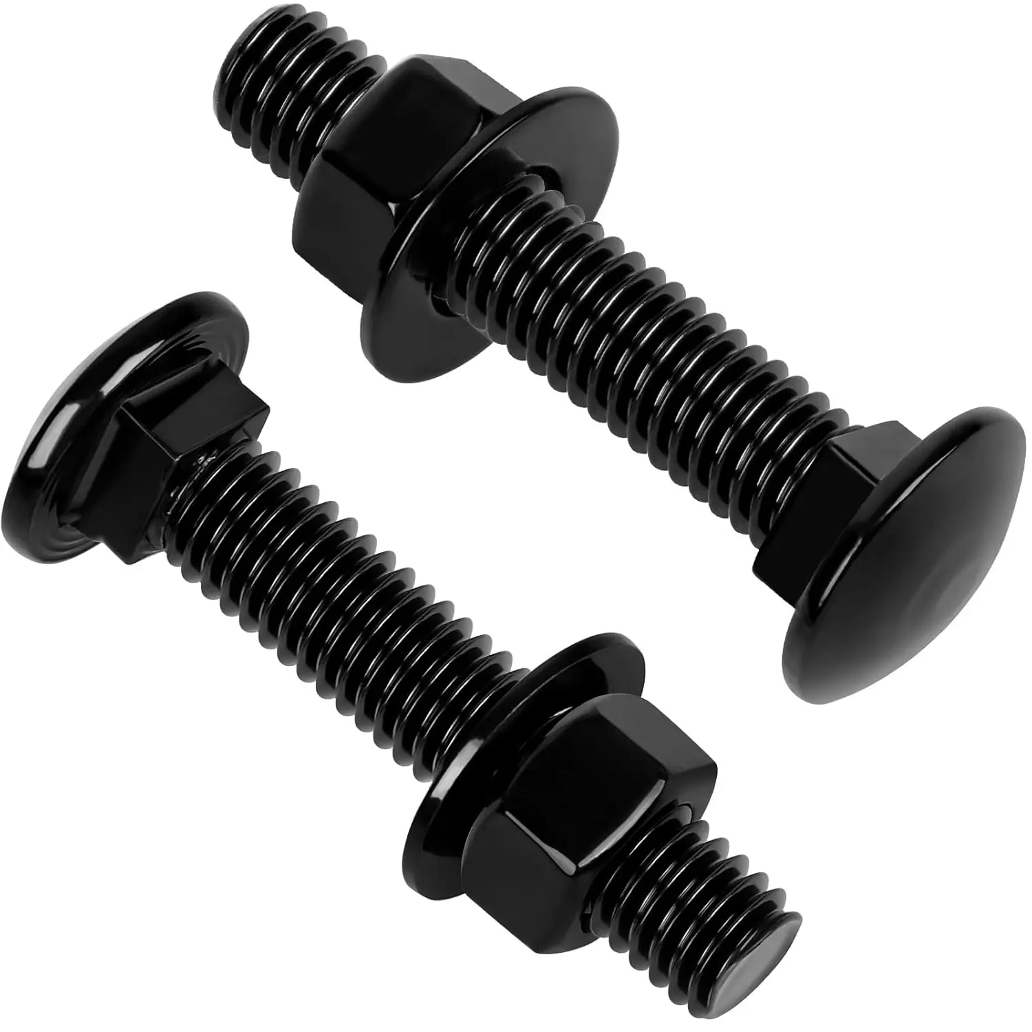 20 Sets 1/4-20 x 1-1/4" Carriage Bolt Kit, Round Head Square Neck, Black Carriage Bolts and Hex Nuts Set with Flat Washers