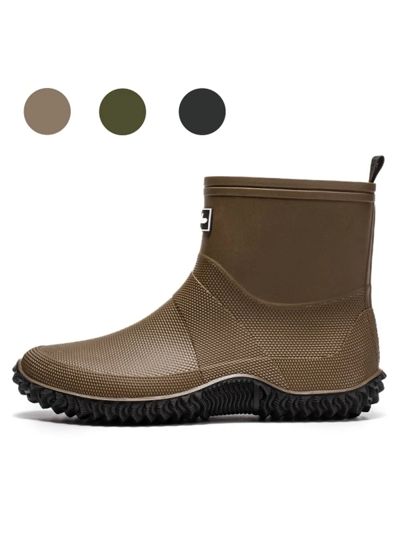 Unisex Dotted Texture Ankle Rain Boots Non Slip Thick Outsole Pull Loop Waterproof Yard Maintenance Gardening Shoes