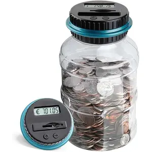 Large Piggy Bank for All Coins - Coin Counting Bank with LCD Counter 1.8L Capacity Coin Bank Money Jar for Adults