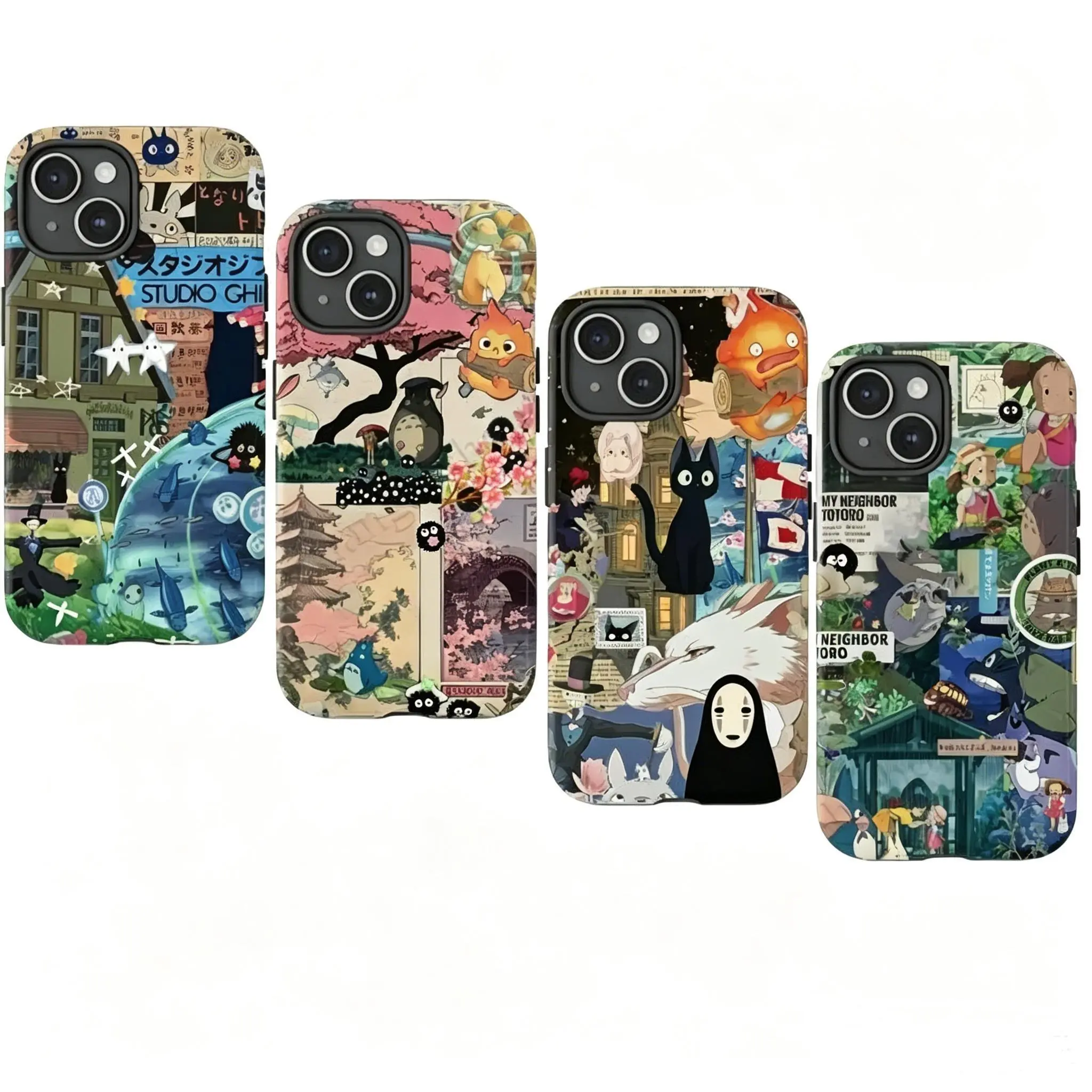 New style Studio Ghibli Collage Phone Case for iPhone - Anime Cartoon Aesthetic Protective Cover - Ghibli Cover for iPhone X/XS/XSMAX/7/8/11/12/13/14/15/16/17 Samsung  S23 S24 S25 S26, Smartphone, Handheld, Cellphone, Casing, Phone Aesthetic, Iphone 8Plus