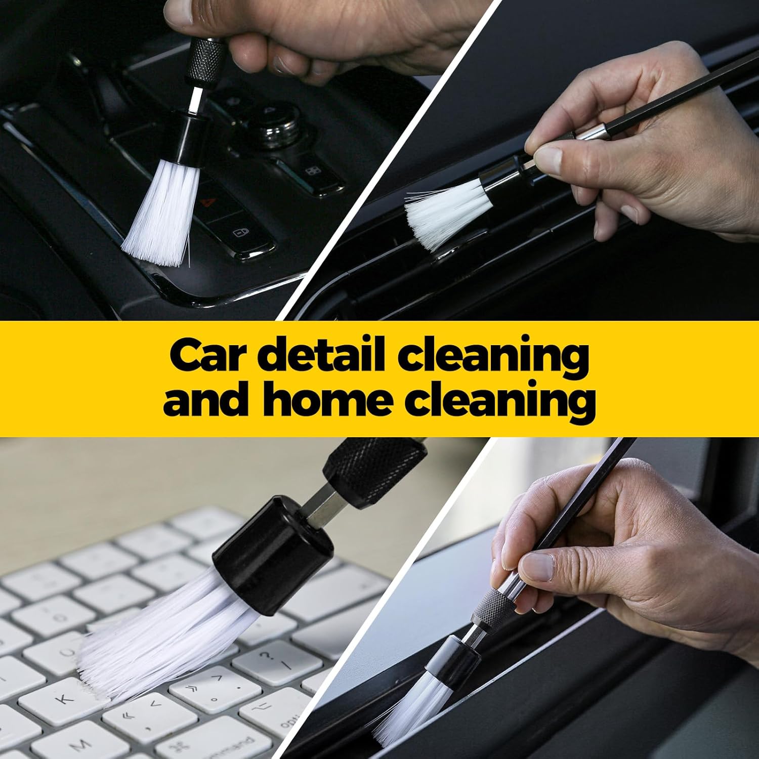 7Pack Drill Brush Attachment Set- Interior Detailing Kit,Power  Brush Extended Long Attachment for Bathroom, ,Shower,Carpet,Boat,Kitchen,Floor and Tile,White