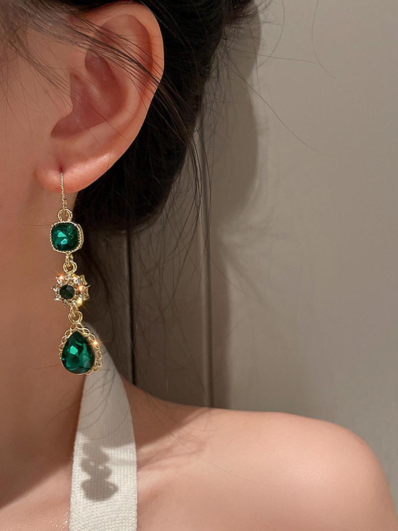 Vintage Green Drop Earrings, Fashion Jewelry for Party, Daily Clothing Decor, Trendy All-match & Exquisite Jewelry for Birthday Gift, Trendy Jewellery Accessories