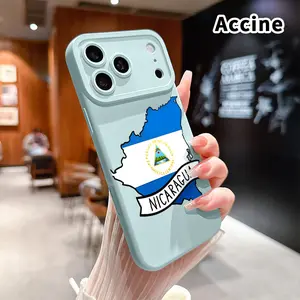 Large Window Phone Case for iPhone 17 Air 16 15 14 13 Pro Max Plus Nicaragua's Outline Flag Pattern All Coverage Armor Lens Protection Ultra Thin Back Cover Gift
