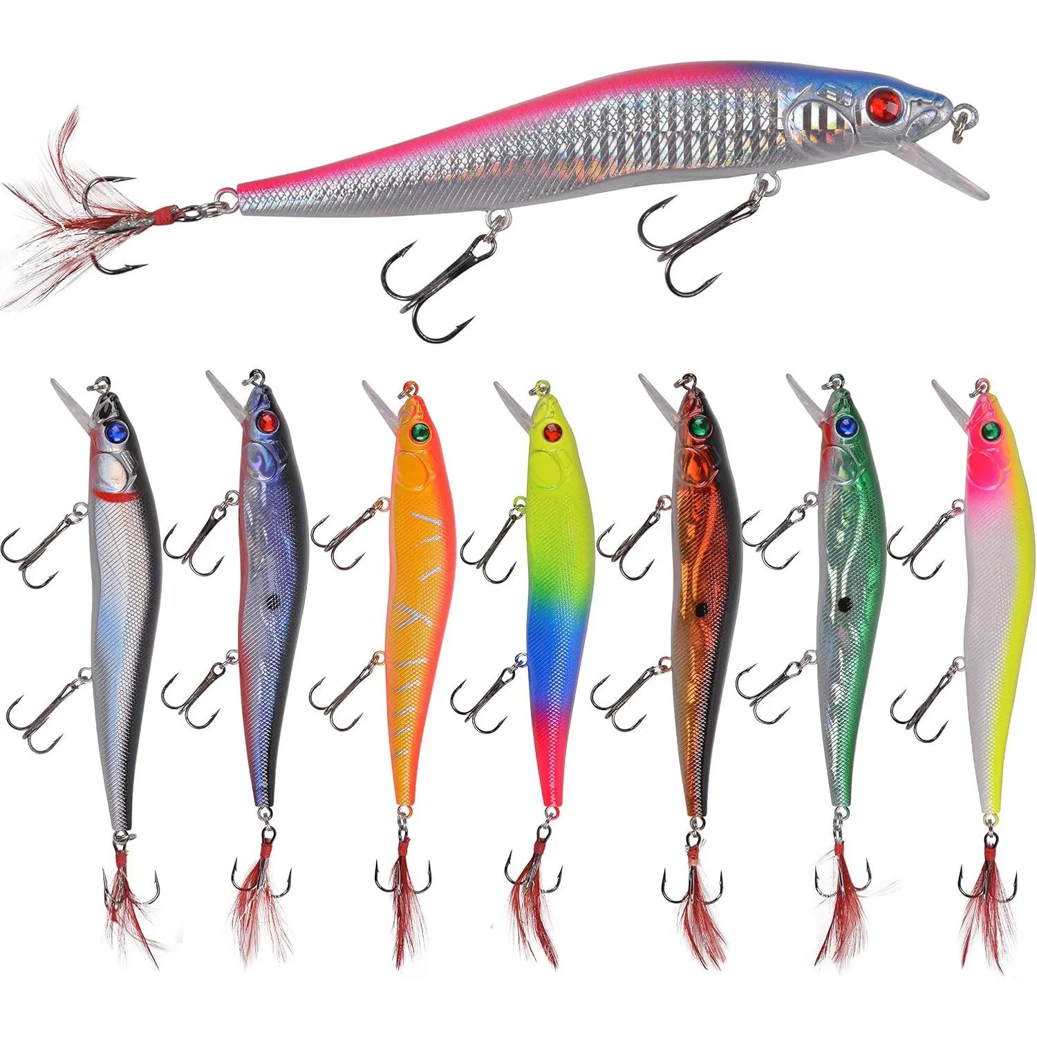 Fishing Lures Kit Crankbait Minnow Hard  Set Deep Diving Jerkbait Swimbait Popper Pencil Walleye Lures Artificial Fishing  for Bass Trout Redfish Saltwater Freshwater Fishing Lure