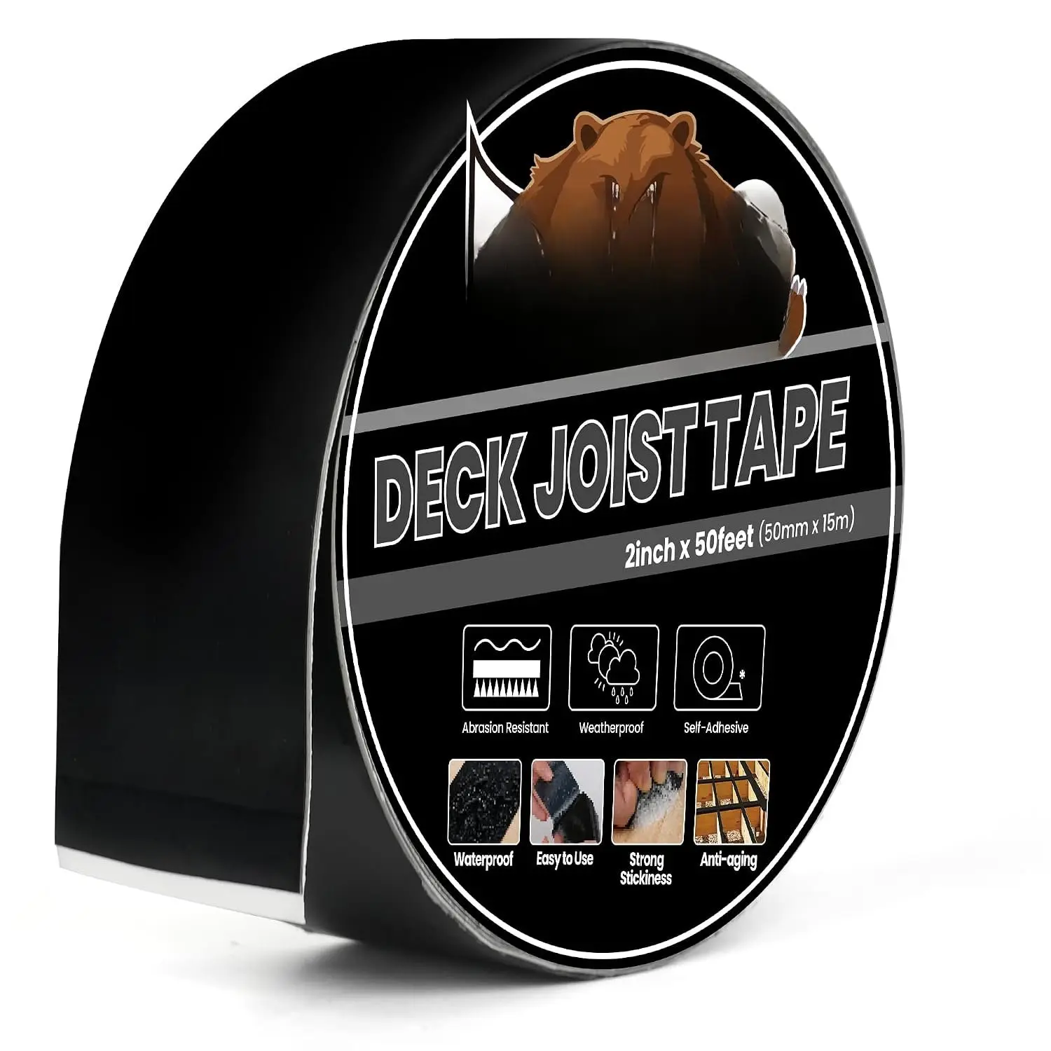 Joist Tape 2"×50', Deck Joist Tape Butyl Sealant Joist Flashing Tape for Decking,  Anti- Weather Resistant Tape for  Decks Beams Rim, Roof