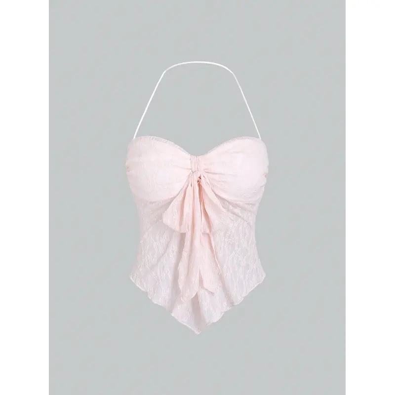 Y2K Pure Desire Sweet and Spicy Lace Irregular Sweet Style New Trend Bow Backless Top