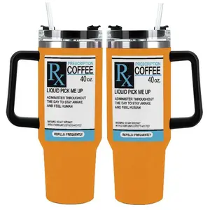 Prescription Coffee Rx Tumbler |   Liquid Pick Me Up Funny 20oz Insulated Stainless Steel Travel Cup |   Humorous Coffee Lover Tumbler for Office Car |   Funny Gift for Nurses Coworkers Coffee Lovers