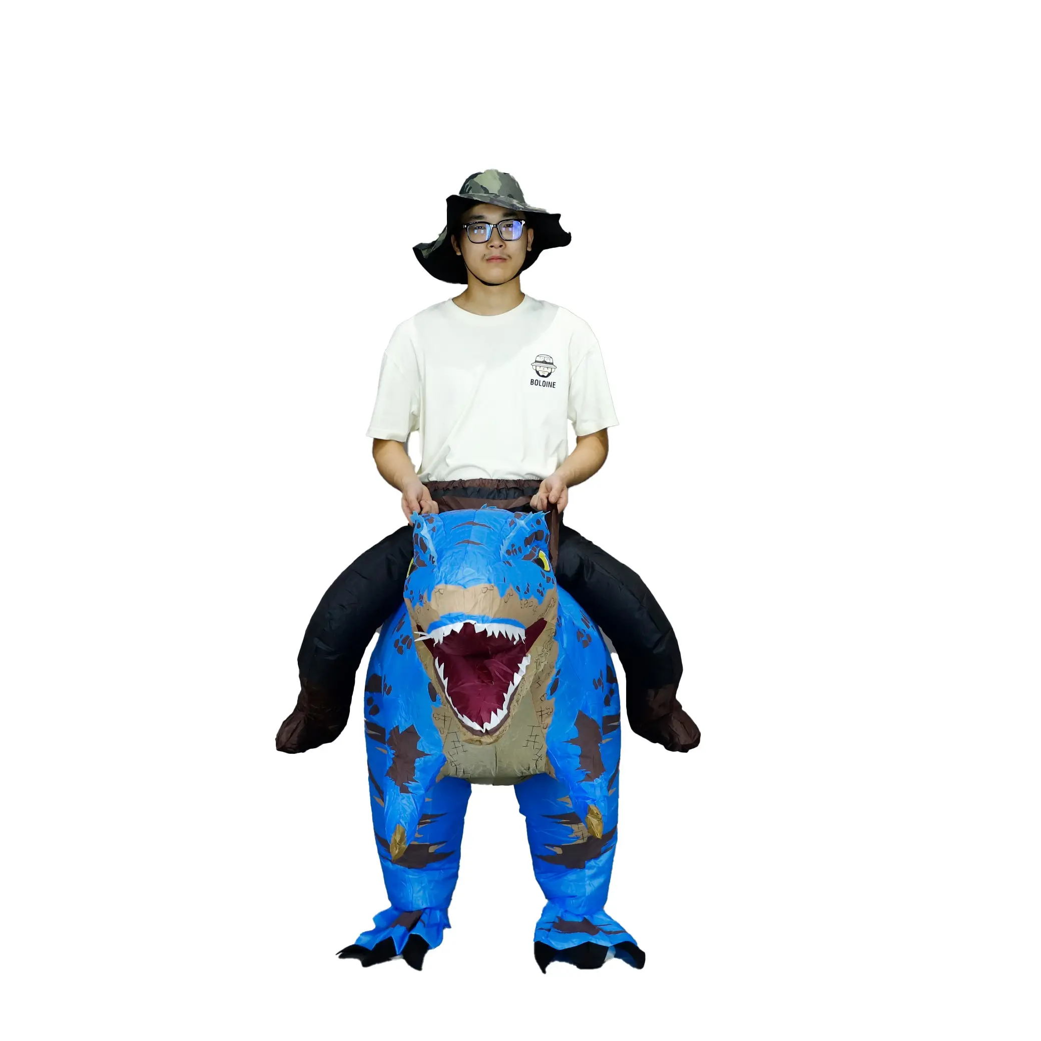 Adult Blue Dinosaur Inflatable Costume, Realistic Print, Perfect for Role Play, Pranks, and Theme Events, Fun and Vibrant Design