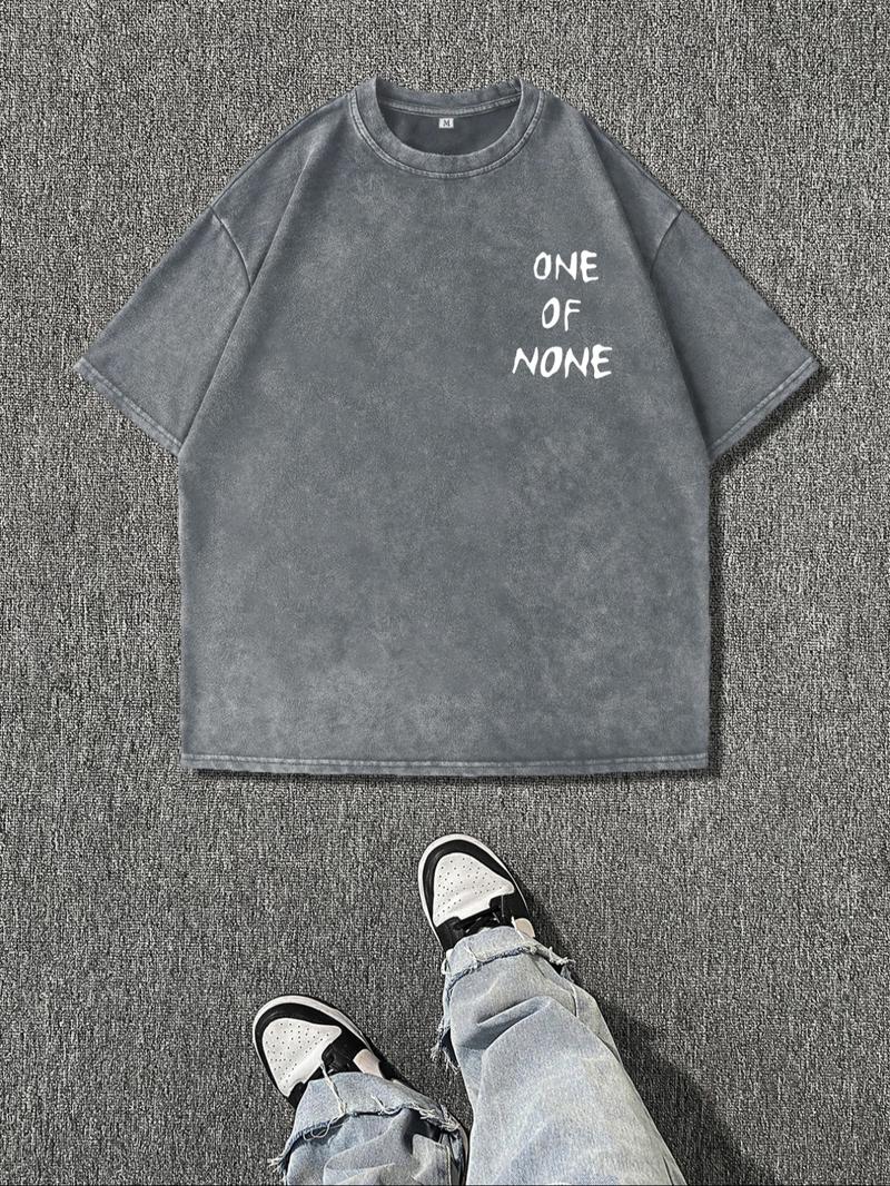 Men's Vintage Dice Print Round Neck Tee, Regular Fit Casual Short Sleeve T-shirt for Summer, Men's Top for Daily Wear