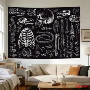 Funny Tapestry Anatomical Skeletal Diagrams, Animal Skulls, Botanical Illustrations, Bones, And Fossil Drawings, Perfect for Decorating Walls in Living Rooms, Meditation Spaces, Offices