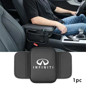 Infiniti Car Center Console Protective Pad, PU Leather, Stain & Wear Resistant, Easy Install, Unisex, 1pc Armrest Cushion