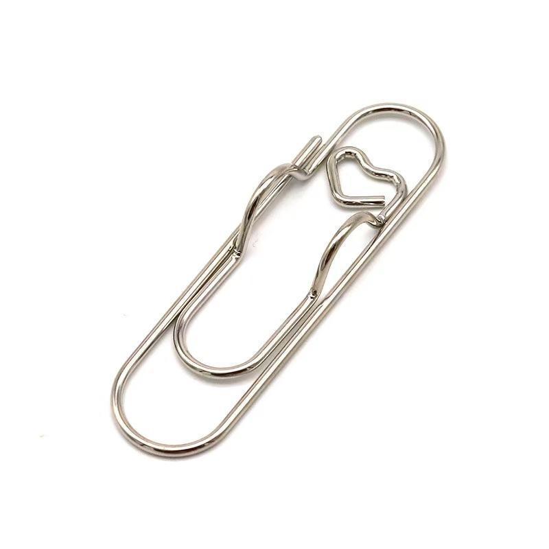 1 Box 6Pcs 3 Colors Heart Pen Clip Metal Pencil Clips Multifunctional Rose Gold Silver Carbon Steel Paperclip Portable Large Size Holder for Notebook Book Journal Office School Accessories