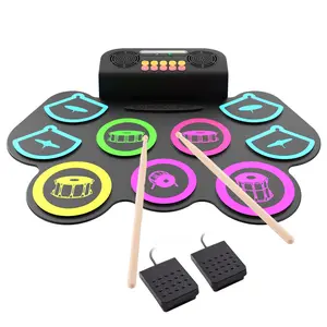 Electronic Drum Set, 9 Pads Electric Drum Pad Roll Up Quiet Drum Pad with Speaker, Kids Holiday Christmas & Birthday Gift Instrument Toys