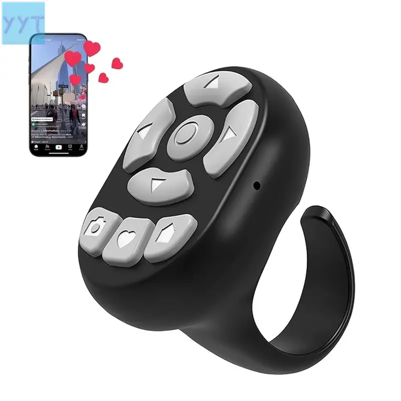 YYT1  Wireless Bluetooth Fingertip Remote Control - Bluetooth Pairing Easy Setup, Multi-Button, Remote Shutter, TikTok Scrolling, Microphone,-Efficient, iOS/Android (iOS 15+, Android 8 and Later) Selfie Accessory iPhone, Samsung Smartphones