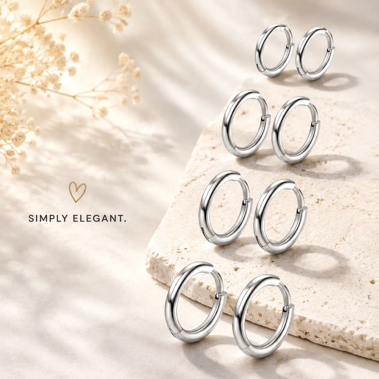 4 Pairs Hoop Earrings Set for Men Women 316L Surgical Steel Silver Hypoallergenic Cartilage Earrings Huggie Hoops 8mm 10mm 12mm 14mm Piercing Jewelry