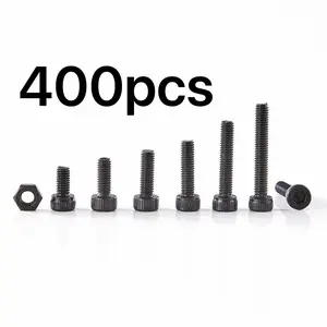 400PCS M3 Hex Socket Screws & Nuts Kit, Assorted Nuts And Bolts, 12.9 Grade Alloy Steel, 7 Sizes (6/8/10/12/16/20mm), for DIY, 3D Printer, Electronics, Furniture, Machinery, Corrosion/Wear Resistant, Organized Box