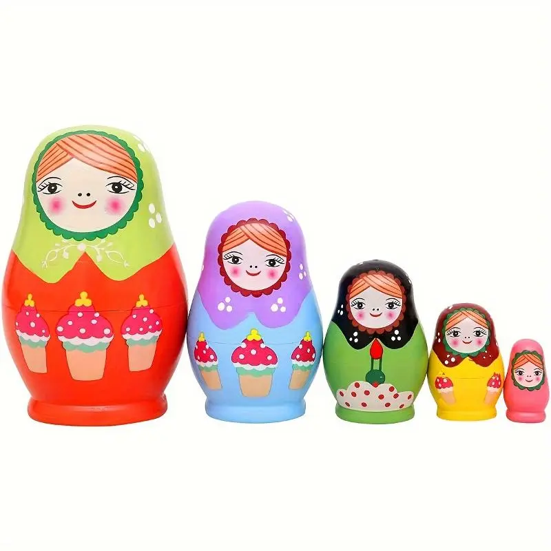 Five-layer ice cream belly girl Russian nesting doll birthday gift wooden craft gift Valentine's Day ornament