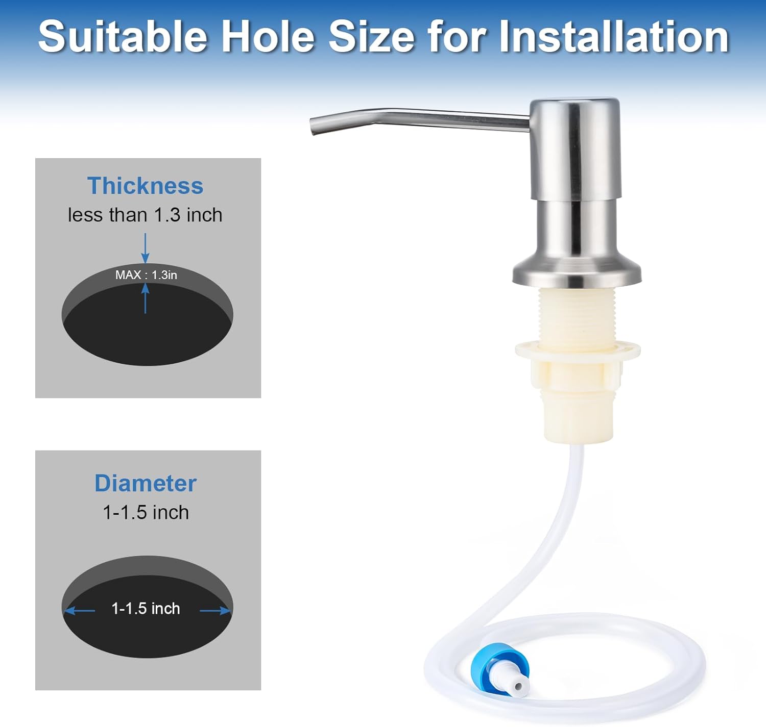 Stainless Steel Soap Dispenser Extension Tube Kit, Kitchen Sink Liquid Soap Dispenser, Bathroom Lotion Detergent Hand Press Pumps, Soap Container