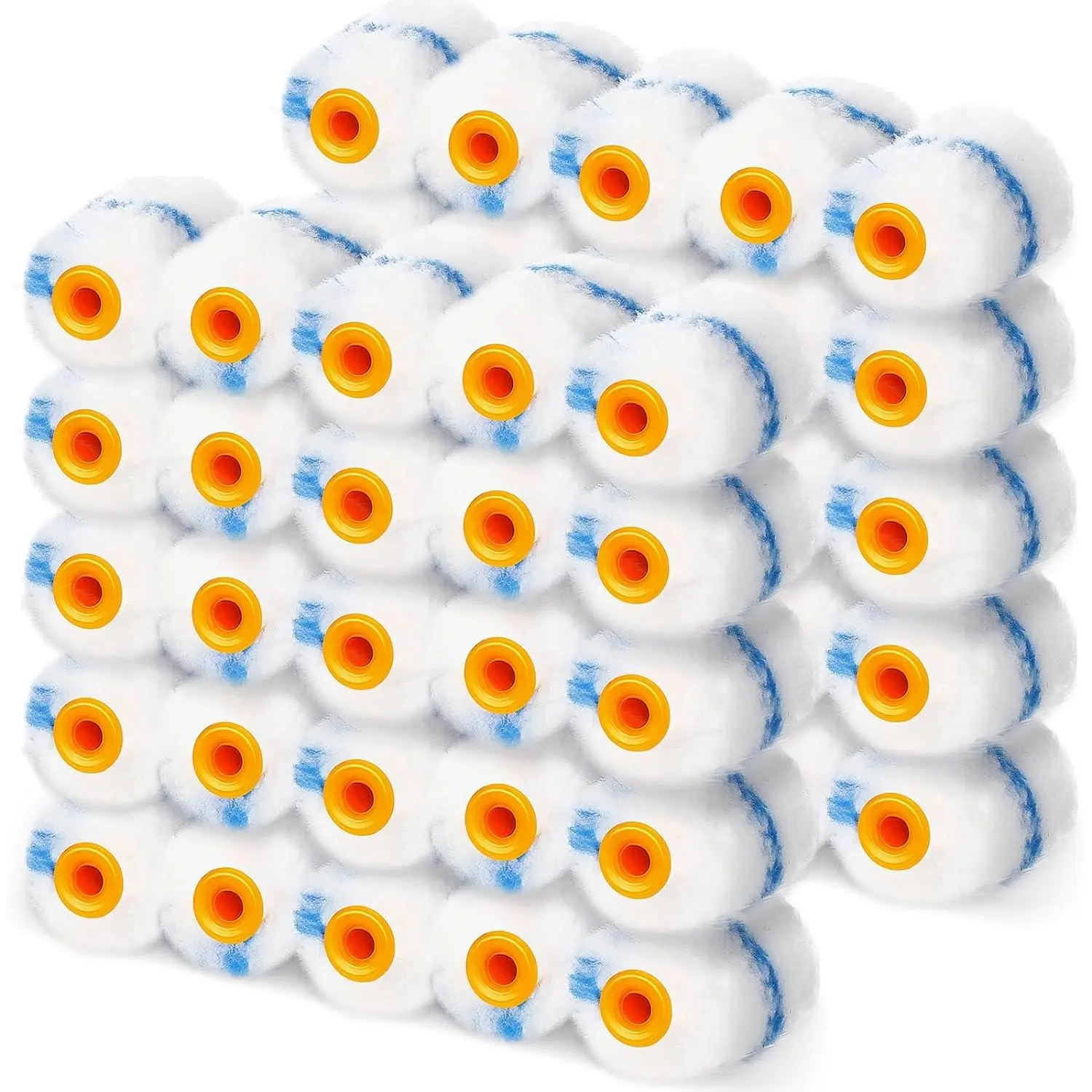 50 count 2 Inch Microfiber Mini  Rollers, Blue & White