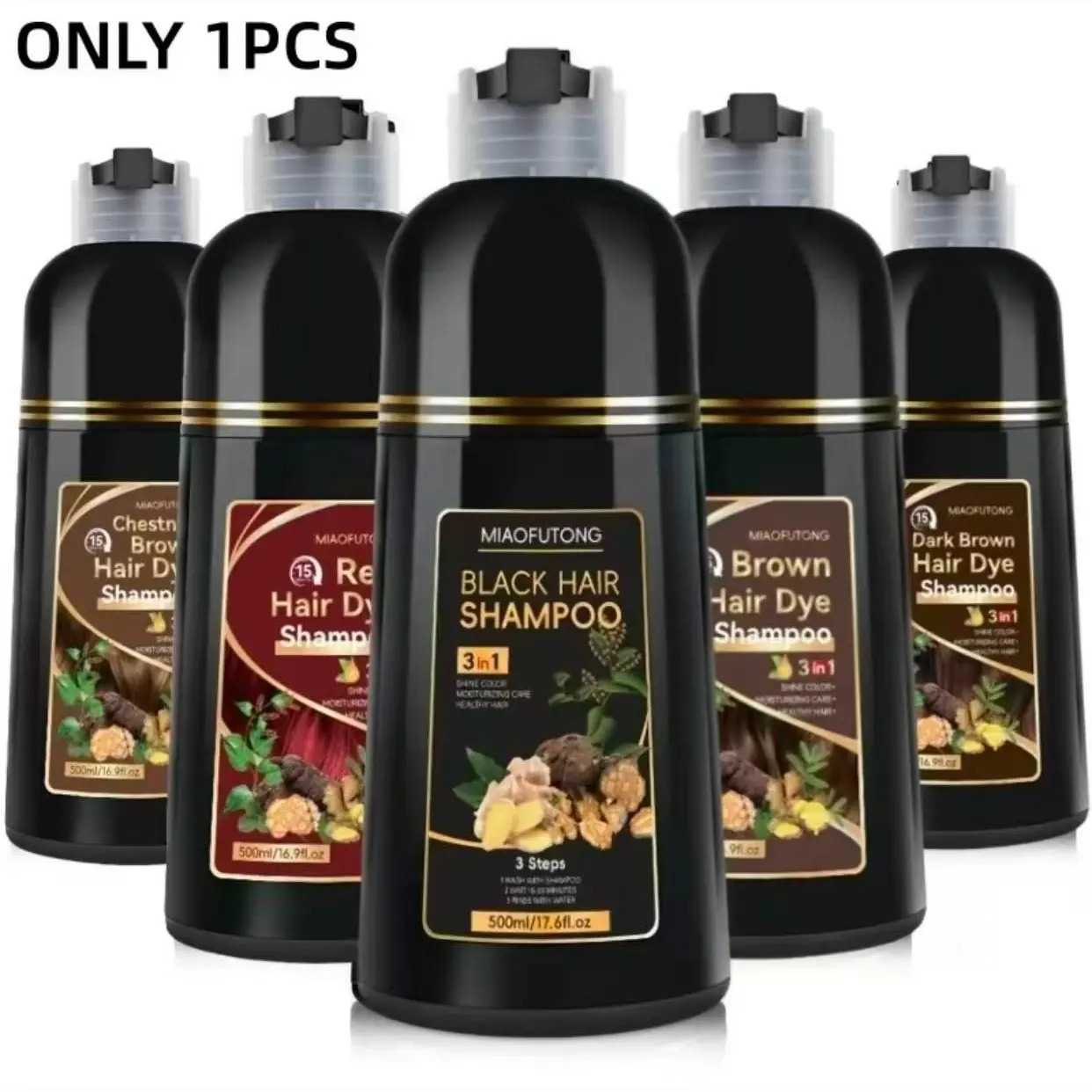 3-in-1 Hair Dye Shampoo, 1/2 Boxes Natural Extract Moisturizing Hair Dye Shampoo, Professional Hair Care & Styling Product for Men & Women, Hair Darkening Shampoo