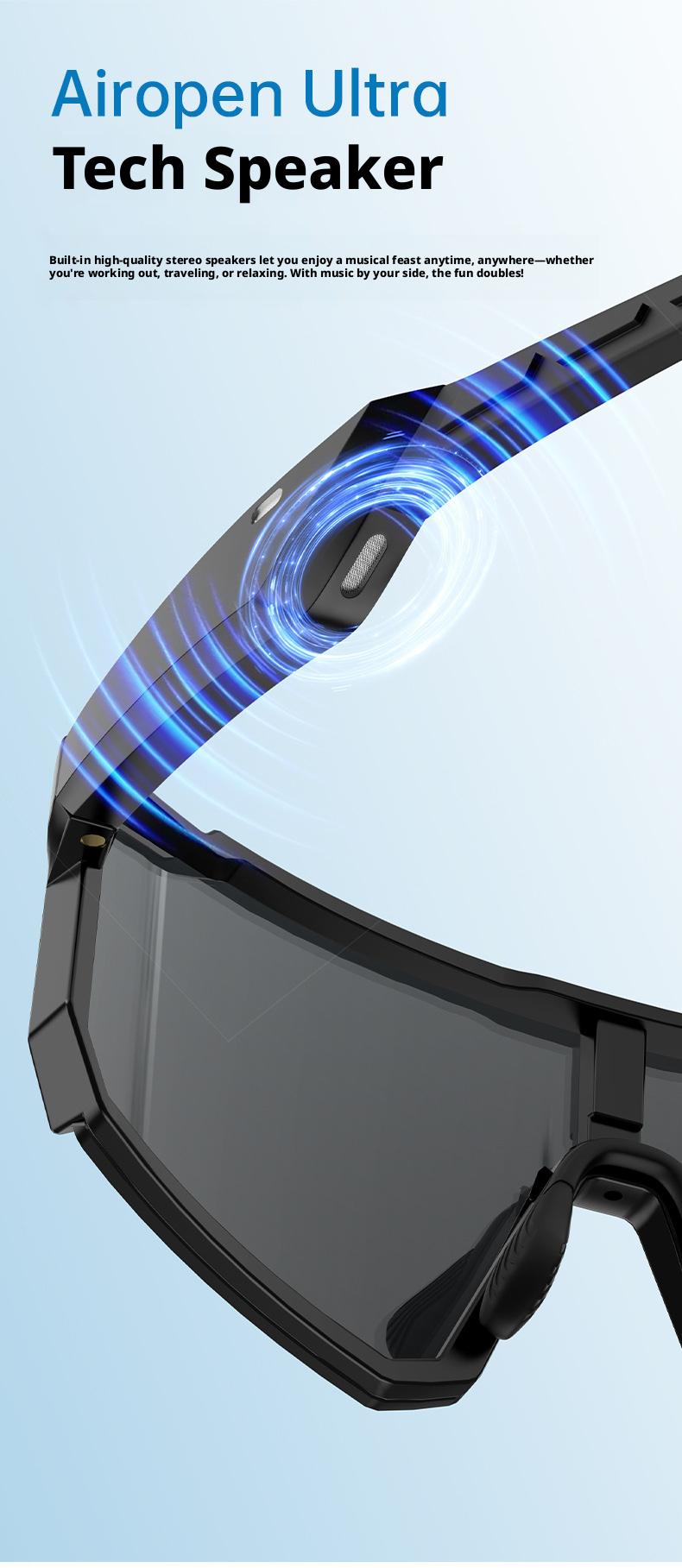 AI color-changing glasses, smart Bluetooth audio glasses, two-in-one headset, windproof goggles for cycling, outdoor sports cycling glasses