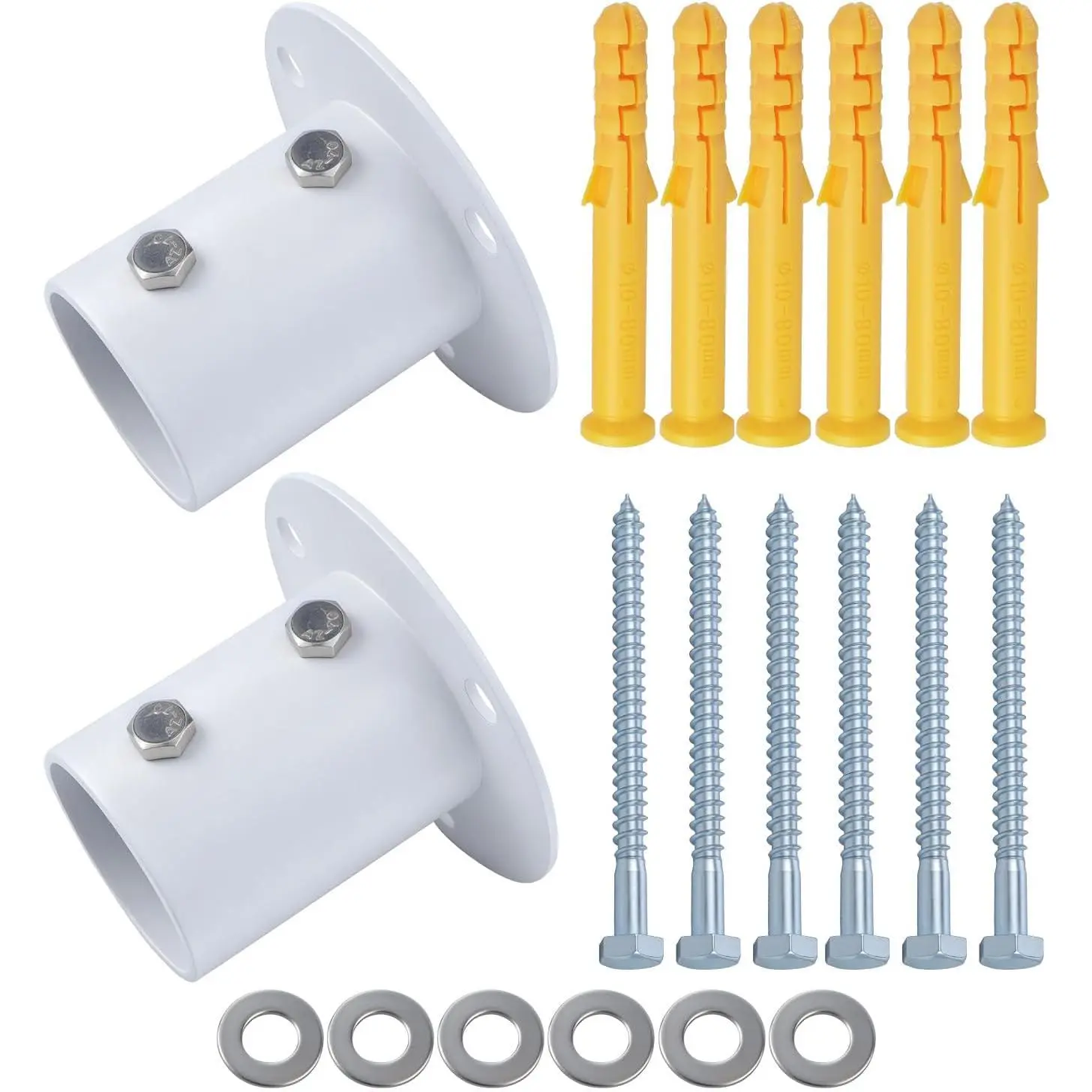(2 Pack) NE1228PR 304 Stainless Steel Deck Flanges (White) for Pool Ladder Brackets Stainless Steel Above Ground Pool Accessories Pool Deck Flange,Suitable for 1.5" OD tubing(Kit Includes Screws)