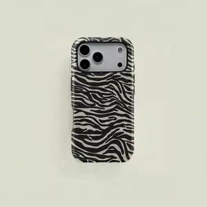 Zebra Pattern 2-In-1 TPU Phone Case & Screen Protector Cover, Shockproof Durable Accessory for iPhone 11-17 Pro Max,  Galaxy S23-S25 Ultra fashionable protective