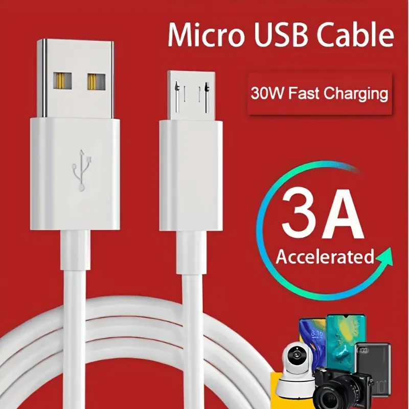 MAX 472.44inch USB Micro Cable 3A Fast Charging Data Cable for Samsung Galaxy S7 Edge S6 Note 6/5 Sony Kindle PS4 Power Bank for Security Surveillance Wifi Camera Power Charging Extension Cable Driving Recorder USB 2.0 A Male to Micro B Cord