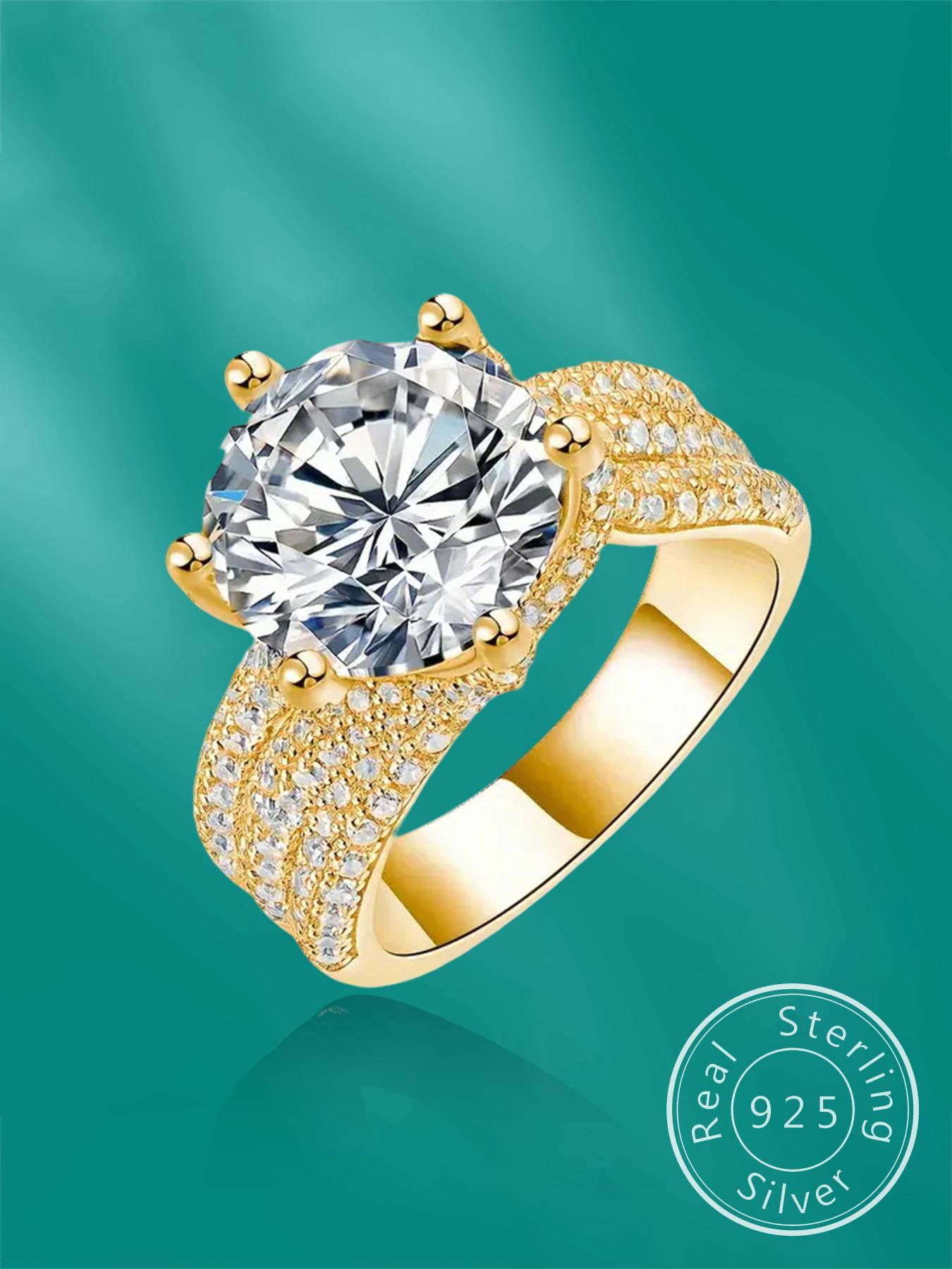 S925 Sterling Silver Fashion Promise Ring, Luxury Engagement Ring for Women, Trendy All-match & Exquisite Jewelry for Birthday Gift with Box, Gifts for Girlfriend