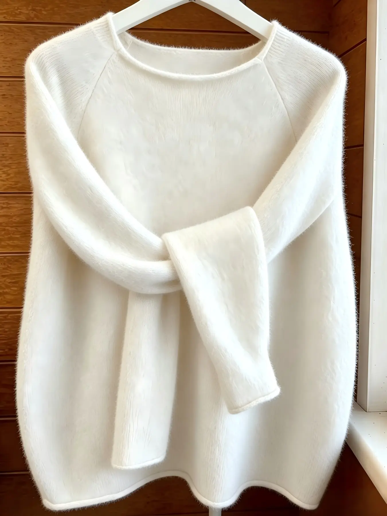 Solid Color Basic Simple Rolled Hem Round Neck Fleece Sweater Top, Autumn Winter Loose Casual Versatile Women's Sweater, Fashion Elegant Ladywear