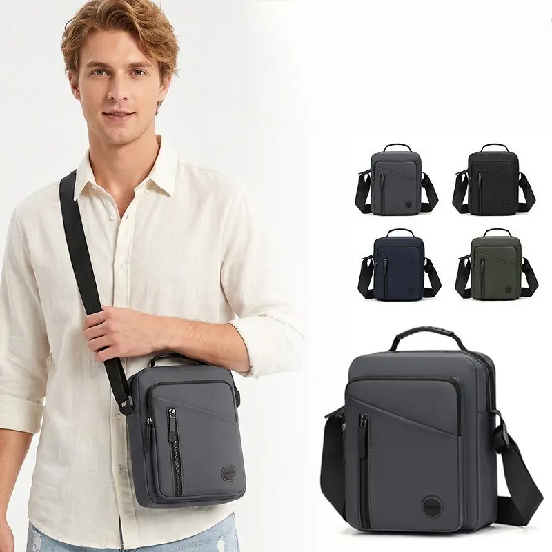 2026 New Men's Multi-Pocket Crossbody Bag - Casual Small Lightweight Messenger Bag with Adjustable Strap, Compact EDC Shoulder Satchel for Travel, Work, Vintage Streetwear Accessory Gift