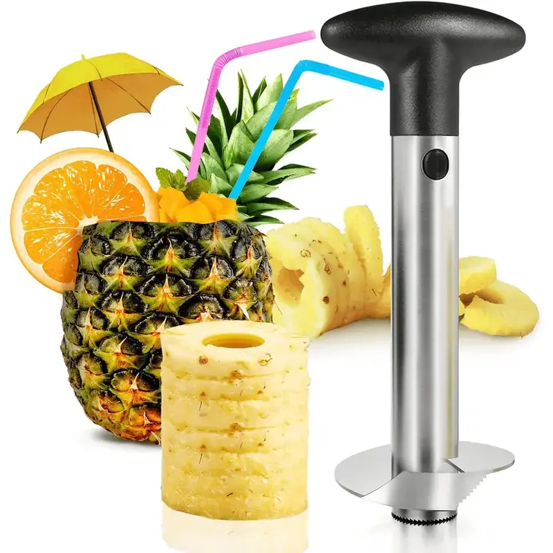 Stainless Steel Pineapple Corer Slicer Tool - Core Extractor, Fruit Peeler, Cutter, Modern Kitchen Utensils for Everyday Use & Perfect Pineapple Rings