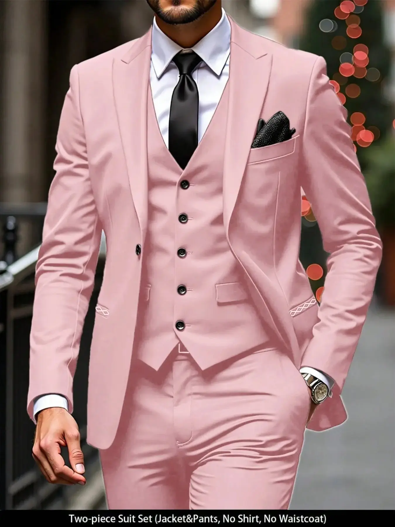 Men's Fashion Suit Set, Business Style, Multiple Colors, One Button Notch Lapel, Slim Fit, Wedding Guest, Summer Elegant