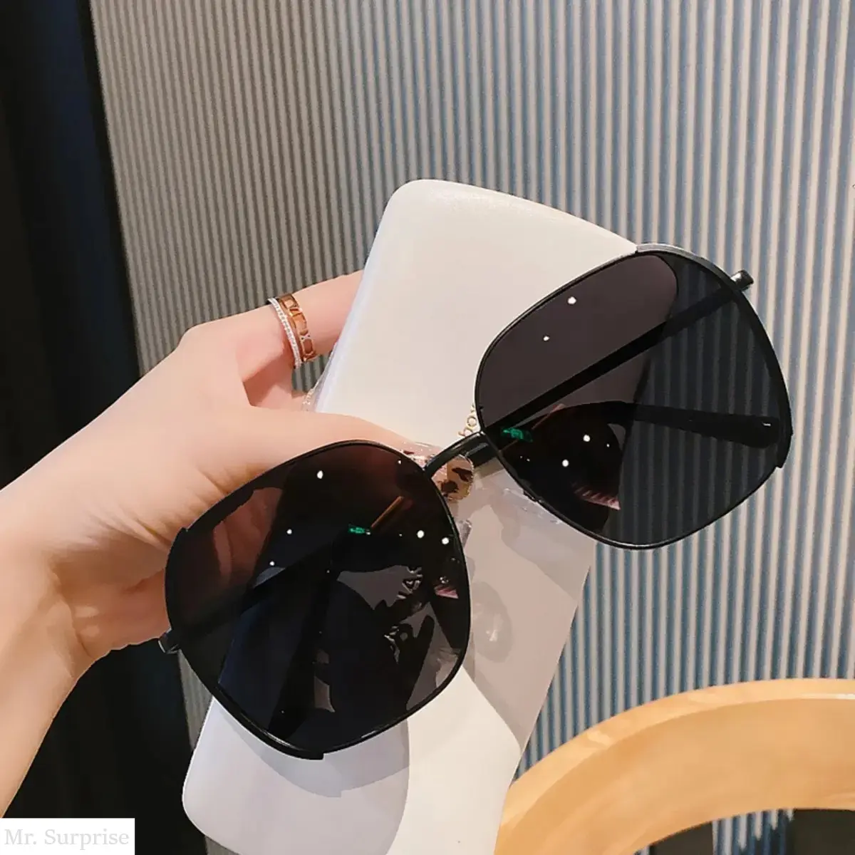 Women's New Oversized Semi-Rimless Metal Statement Sunglasses - Rectangle PA Plastic Frame, Anti-UV & Blue Light Lens, Blue Light Block, Celebrity Inspired, Lightweight and Durable, Protects Your Eyes