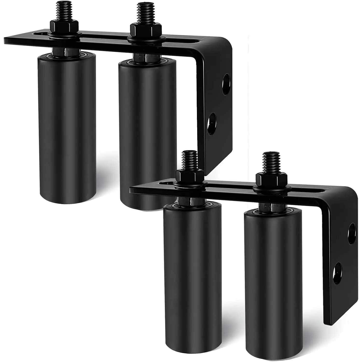 2-piece set 4inch Universal Door Roller Guide Rail, Nylon Sliding Door Guide Rail Roller, equipped with black L-shaped bracket, suitable for door hardware roller kit for sliding/rolling doors/barn doors