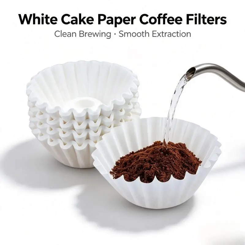 2-5 Cup Coffee Filters, Pack of 100 Unbleached Coffee Filters 5 Cup, Thicken Natural Coffee Filter Basket for Commercial, Home Coffee Maker, Pour Over Coffee Kit Easy to Brew & Clean up