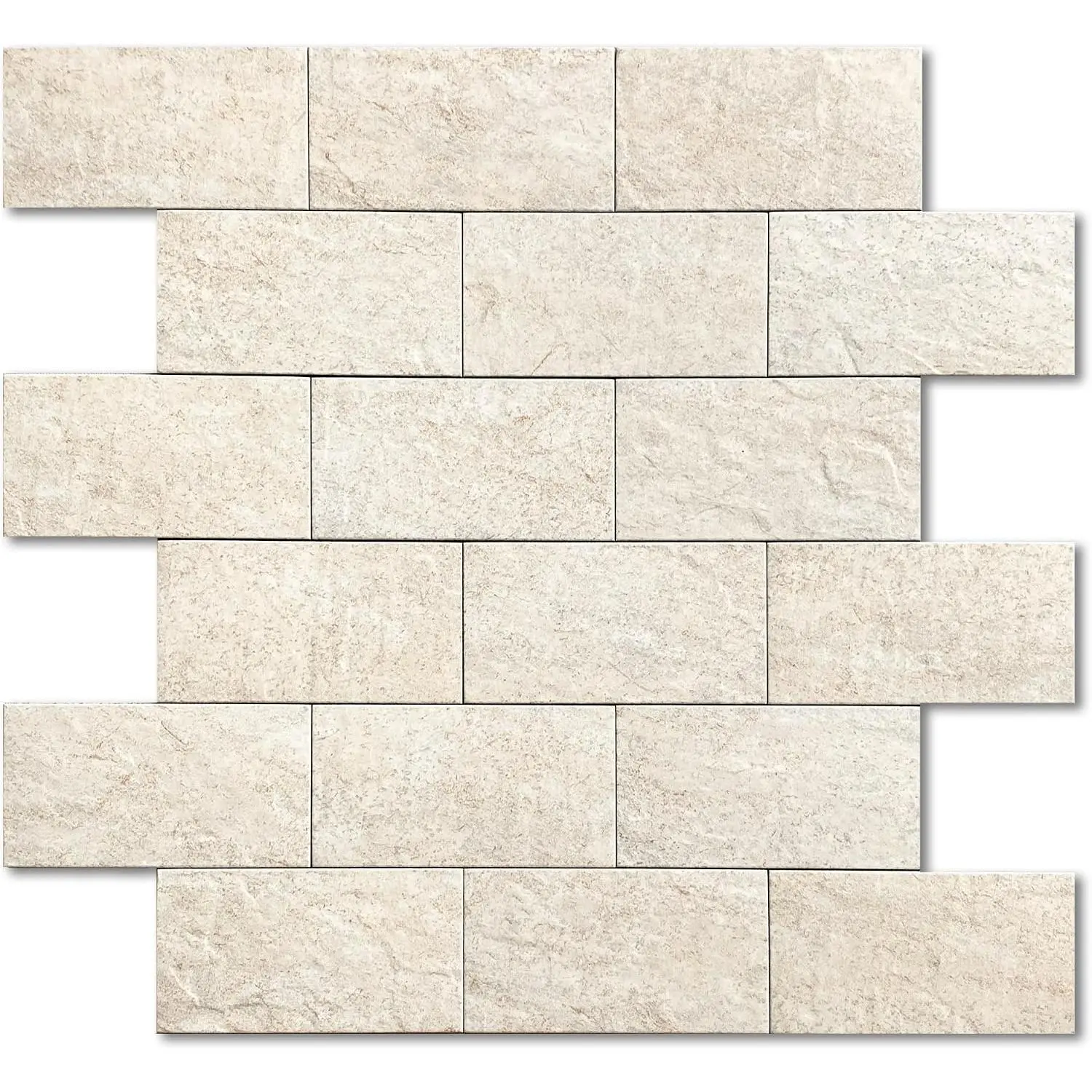 Stone Backsplash Peel and Stick Tiles atte,Adhesive osaic Subway Tiles  Wall Tile Stickers for Bathroo Shower(Beige,5PCS)