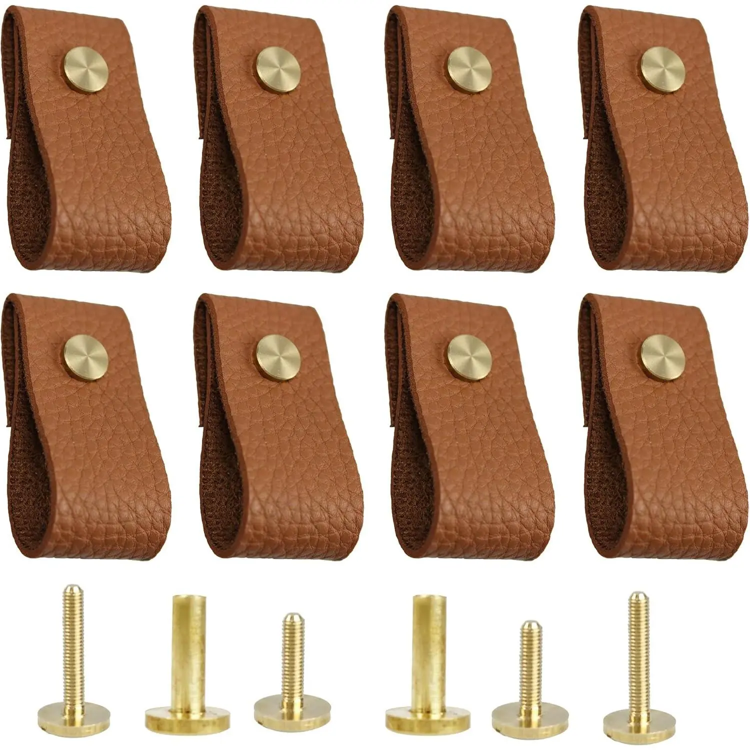 8 count Leather Drawer Pulls, Modren Leather Pulls Handles, Soft Leather Cabinet Pulls knobs, Leather Furniture Pulls or Cabinet, Doors, Drawers, Closet, Dark Brown