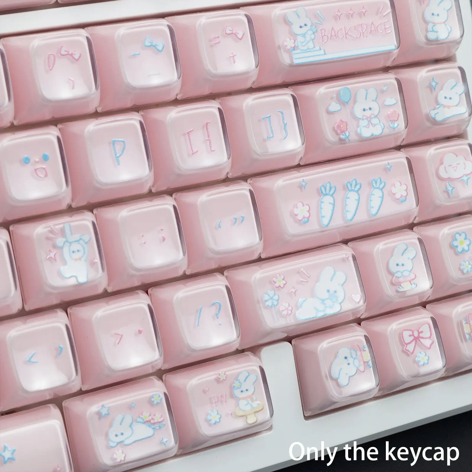 PC Material OEM Profile Thick Rabbit Calendar Keyboard Keycaps 113 Keys, 6.25U Spacebar, Compatible with 66/68/75/89/99/100 Layouts