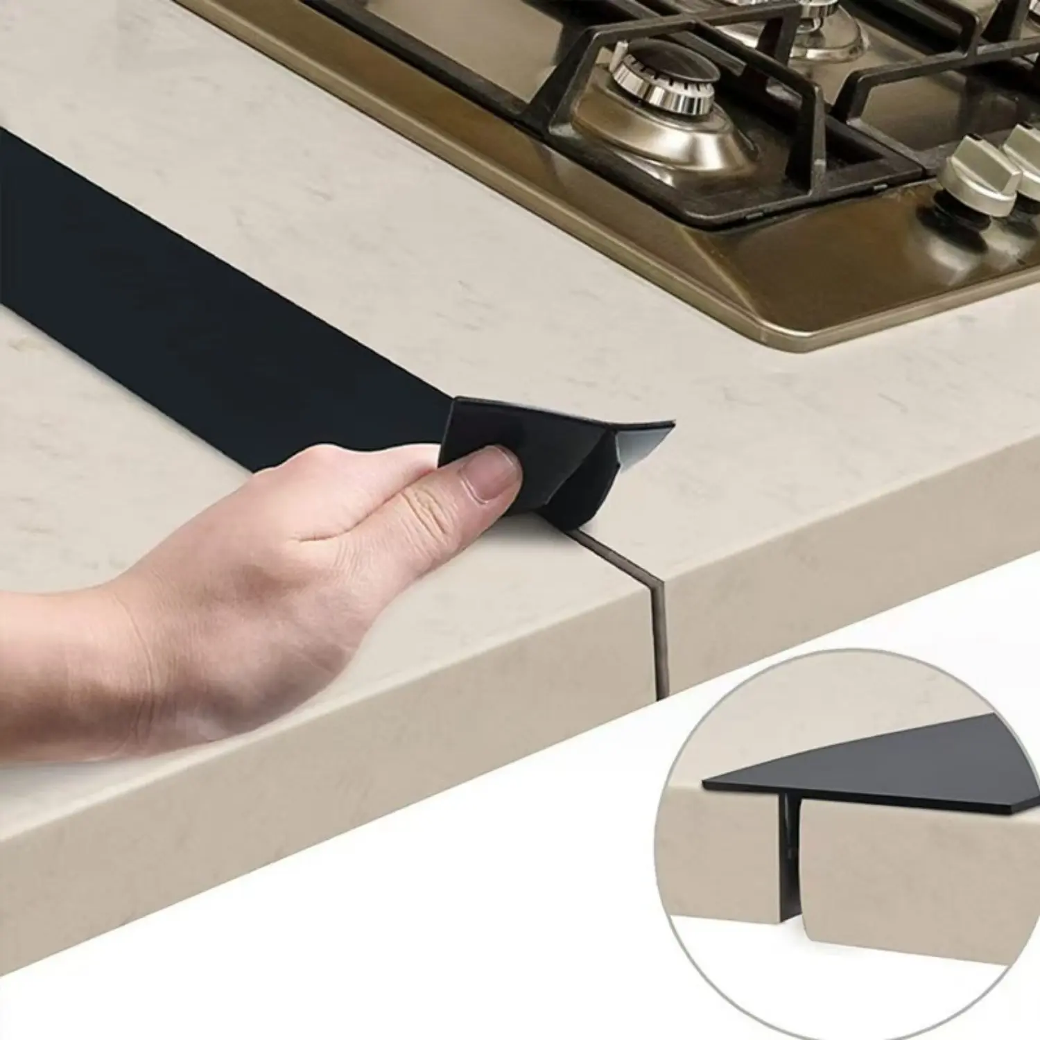 2-Pack Flexible Kitchen Stove Gap T-Shaped Silicone Stove Gap Filler Strip for Between Counter and Stovetop Oven Washer and Dryer Easy to Wipe Clean