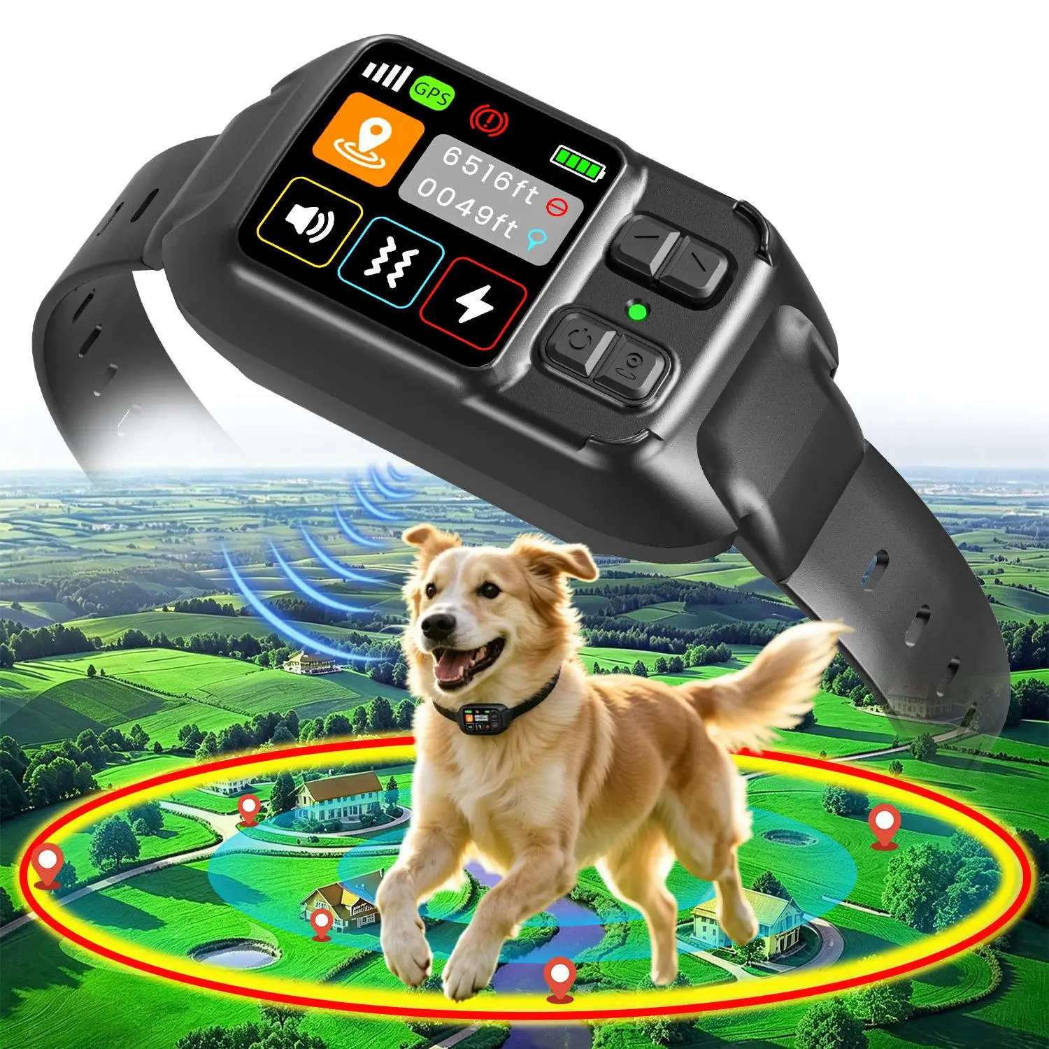 [New] Dog Electronic Fence | Outdoor GPS Fencing System | Waterproof Wireless Fence | Dog Training Collar | Adjustable Warning Intensity | Fence Radius: 33–999 Yards | Rechargeable Smart Pet Containment System dog whistle