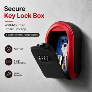 Wall Mounted 4 Digit Combination Key Lock Box Anti-Theft Large Capacity Outdoor Key Storage Safe Box For Home Realtor Office Vacation Rental Spare Key Security Holder
